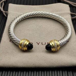 🔥 David Yurman Cable Classic Cuff with Black Onyx & Diamonds ✨